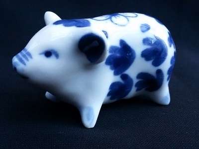 Cute Blue and White pig and cow