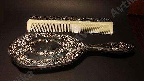 Beautiful Plated Dressing Table Brush and Comb - unmarked