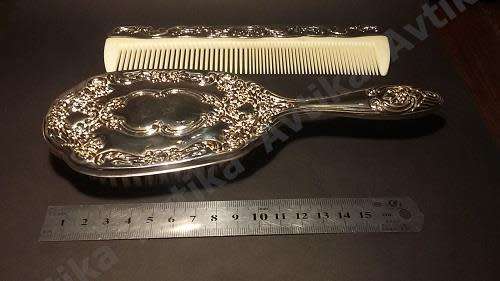 Beautiful Plated Dressing Table Brush and Comb - unmarked