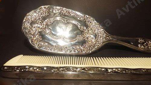 Beautiful Plated Dressing Table Brush and Comb - unmarked