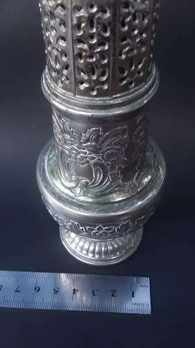 Amazing antique plated sugar shaker in great age related condition with exquisite detail