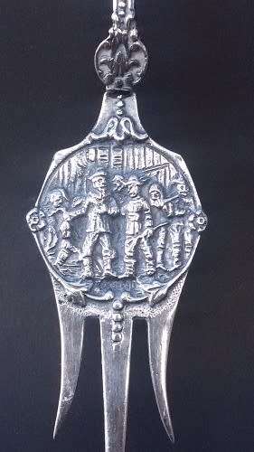 Beautiful Dutch Silver Pickle / Olive Fork with moving Windmill.  Perfect condition and marked