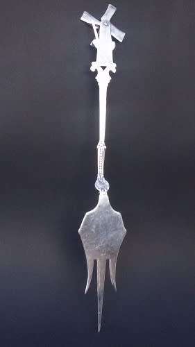 Beautiful Dutch Silver Pickle / Olive Fork with moving Windmill.  Perfect condition and marked