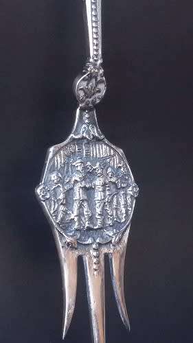 Beautiful Dutch Silver Pickle / Olive Fork with moving Windmill.  Perfect condition and marked