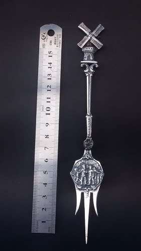 Beautiful Dutch Silver Pickle / Olive Fork with moving Windmill.  Perfect condition and marked