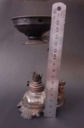Small cast iron oil burner with glass bottle - no cracks