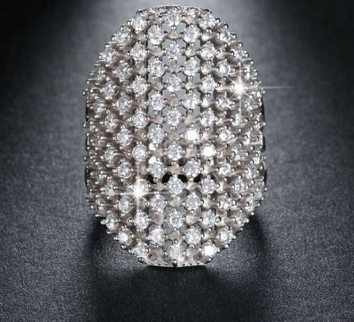 Elegant Simulated Diamond Paved Cocktail Ring. 9 See actual ring in description