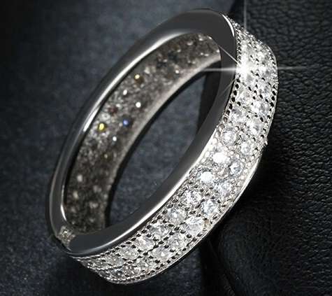 Elegant Simulated Diamond Paved Eternity Ring. Sizes 9