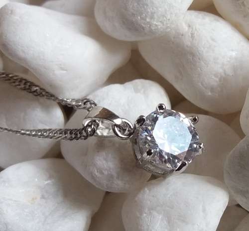 Free Shipping. Simulated Diamond  Pendant Necklace with gift bag.