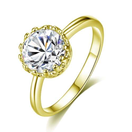 1.28 carat Round Cut Cubic Zirconia Solitaire Ring. 18K Gold Plated. Size 9, R1/2. R3/4