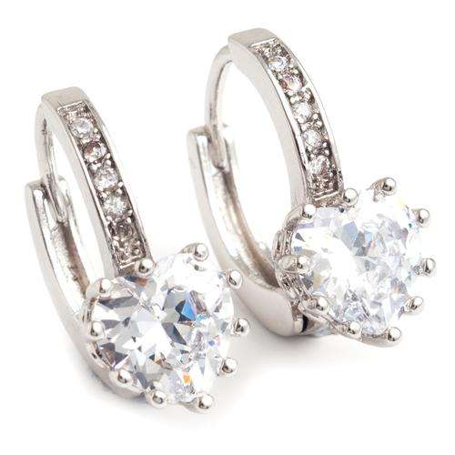 Clear Heart Cut 3.5 Carat Cr. Diamond Platinum plated Hoop Leverback earrings