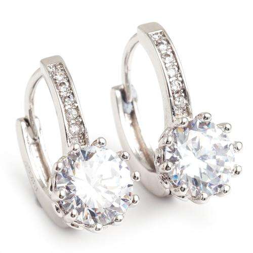 Ziphlets Clear Round Cut 3.65(TW) carat Simulated Diamond Leverback Earrings.