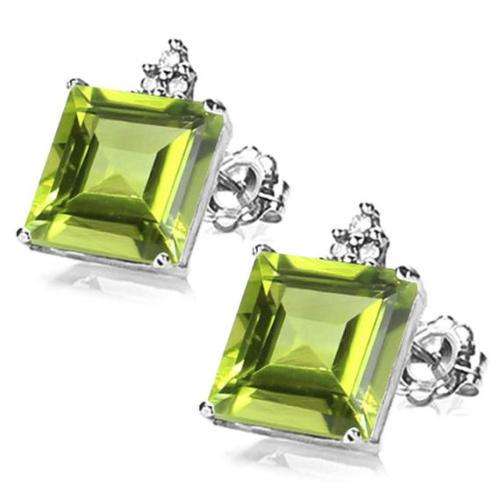 ***Video*** Stunning Green Peridot Princess Cut Pair 0.71ct