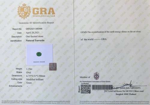 VERY REAR GRA CERTIFIED 1.19ct Oval Natural Green Tsavorite Garnet HIGH VALUE