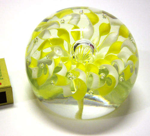 Glass dump paper weight yellow
