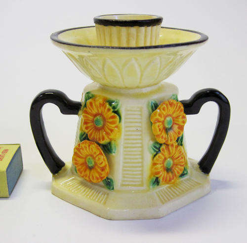 Maruhon Ware "K" pottery candle holder - Highly collectable