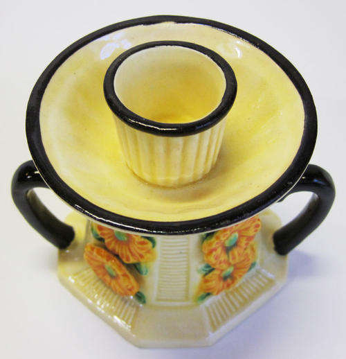 Maruhon Ware "K" pottery candle holder