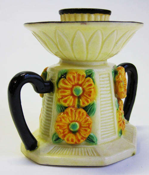 Maruhon Ware "K" pottery candle holder