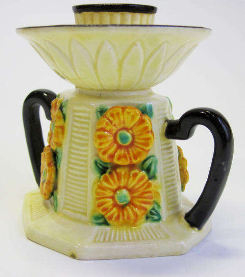 Maruhon Ware "K" pottery candle holder