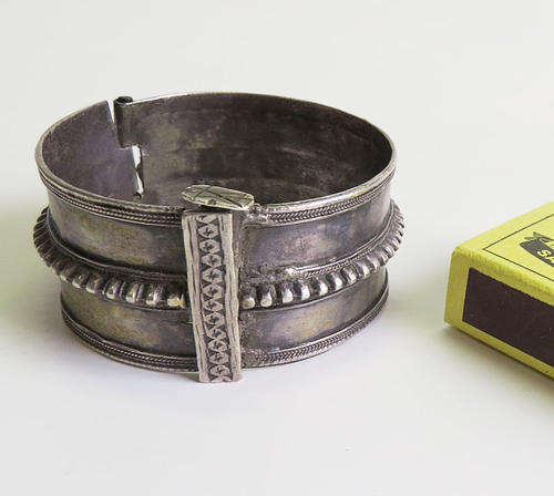 Old silver colour bracelet of eastern or indian origin.