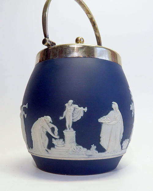 Adams Tunstall Jasper ware Biscuit barrel Wedgwood