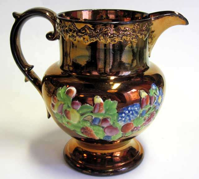 Copper lustre jug