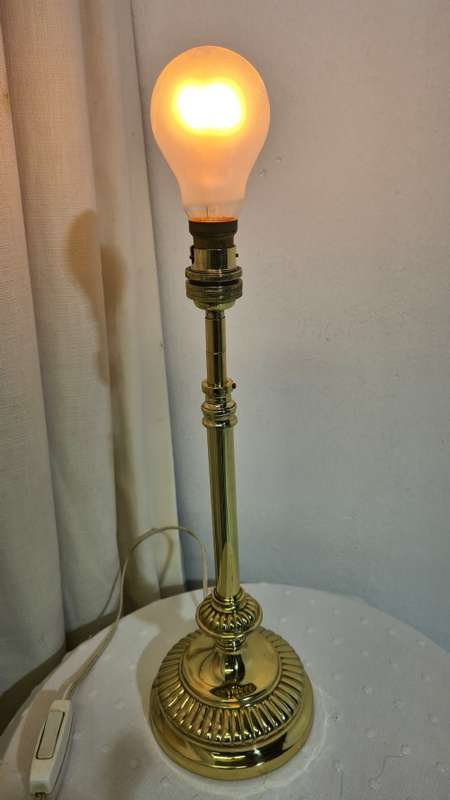 Victorian Brass Table Lamp with Shade