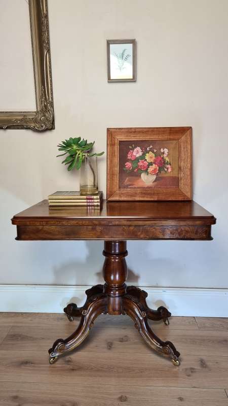 Victorian Walnut Foldover Table