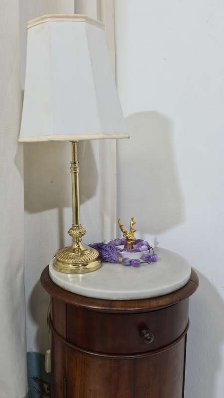 Victorian Brass Table Lamp with Shade