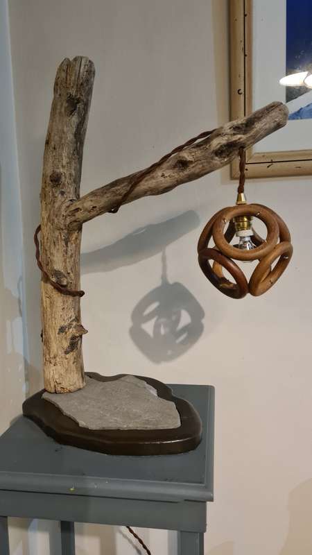 Driftwood and Stone Table Light