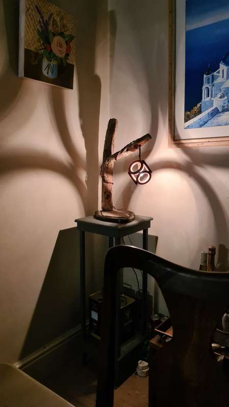 Driftwood and Stone Table Light