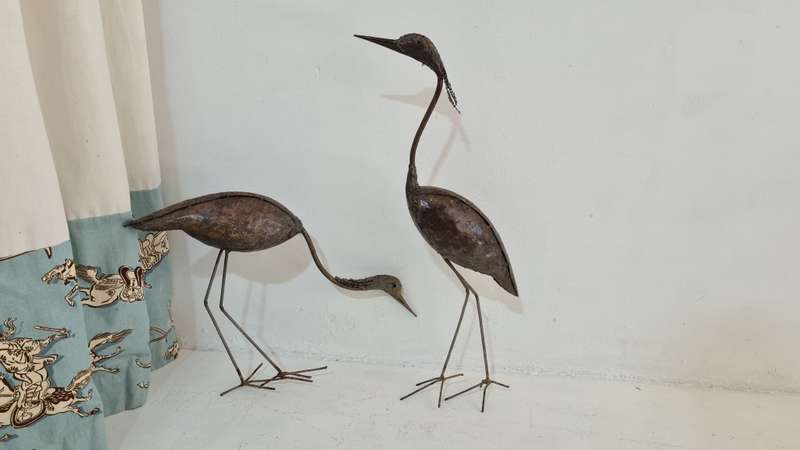 Pair of Metal Cranes