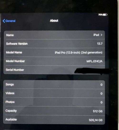 iPad Pro 12.9 Inch Cellular and WiFi 512GB