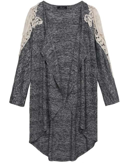Lace Patchwork Grey Cardigan