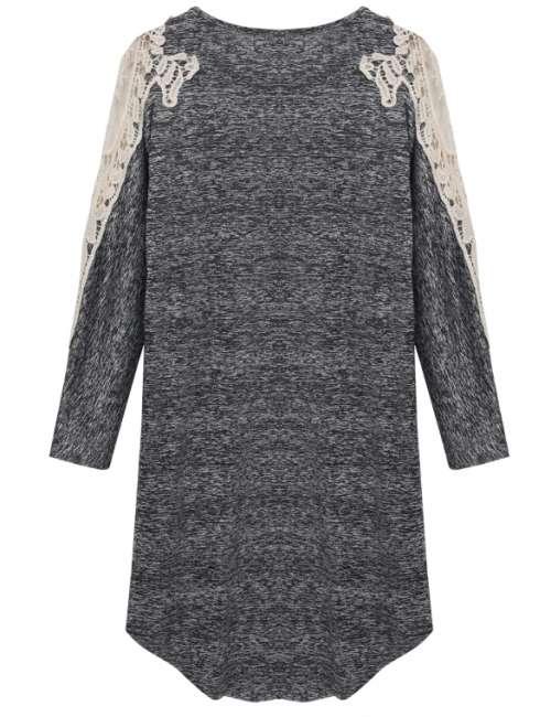 Lace Patchwork Grey Cardigan