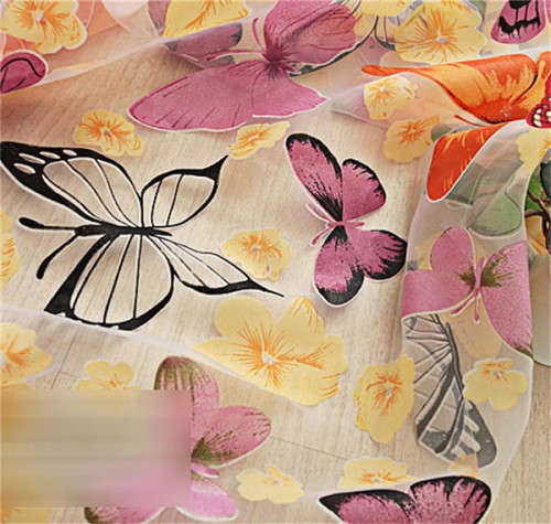Butterfly-Print Sheer Curtains
