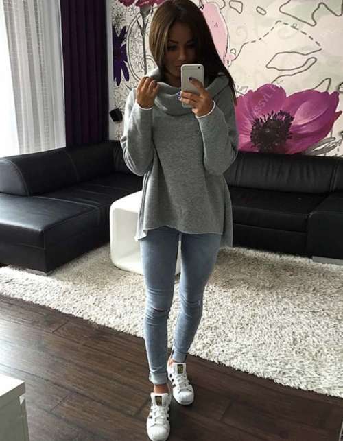 WOMEN'S IRREGULAR CASUAL PULLOVER SWEATSHIRT