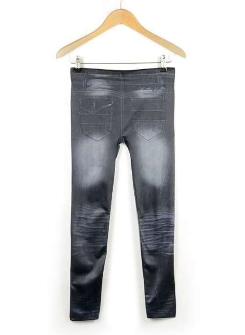 WOMEN'S DENIM-LOOK BUTTERFLY PRINT FAUX JEAN LEGGINGS