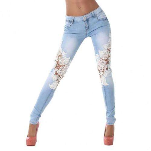 Women's Hollow-Out Lace Spliced Jeans