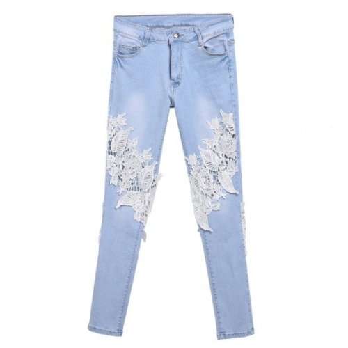 Women's Hollow-Out Lace Spliced Jeans