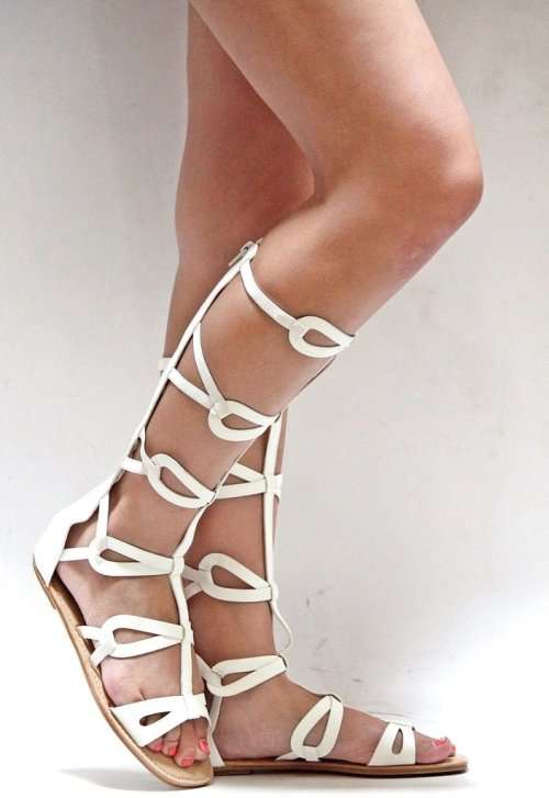 STRAPPY GLADIATOR SANDALS - OFF-WHITE
