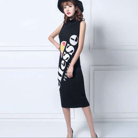 Women's Turtleneck Knee-Length Sleeveless Bodycon Dress