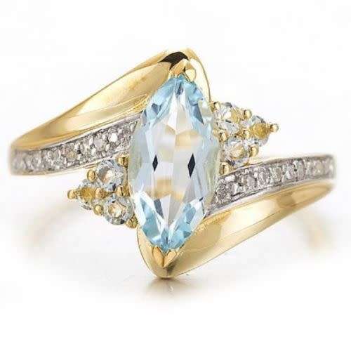 Aquamarine Sapphire 18K Gold Filled Rings