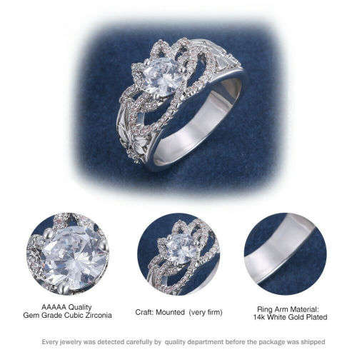 UNBELIEVABLE 14 K WHITE GOLD THREE-PRONG GENUIE MOISSANITE RING ABSOLUTE GORGEOUS