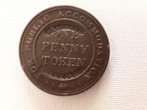 Bradford Workhouse Counterstamp on Copper Company Penny Token