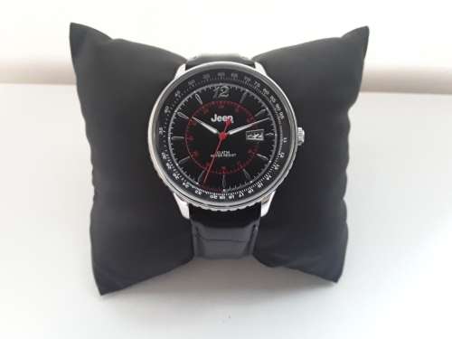 MENS JEEP WATCH 10 ATM CLASSIC STAINLESS STEEL WITH LEATHER STRAP