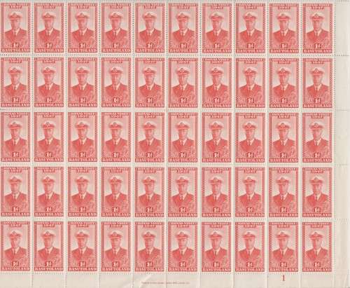 BASUTOLAND, FULL SHEETS, SOME FOLDING & SPLITTING OF PERFS, BOTTOM 2 ROW IMPRINTS INTACT, SEE SCANS