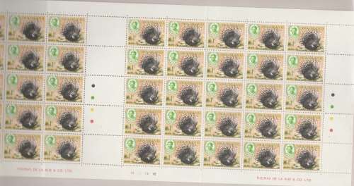 SWAZILAND VARIETY SG162 GUTTER SHEET OF 50 FOLDED SHEET EXTRA PERFORATION LEFT MARGIN