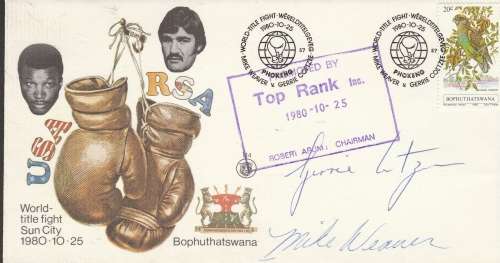 BOPHUTHATSWANA: 25 OCTOBER WORLD TITLE FIGHT SIGNED FDC 1.14, LOVELY ITEM