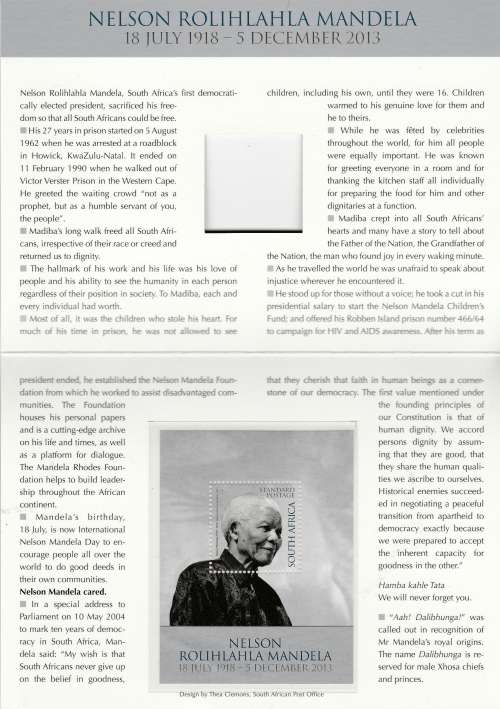 RSA: FOLDER SF8.7 VERY SELDOM UP FOR GRABS A MUST FOR ANY NELSON MANDELA COLLECTOR SCANS (X3)
